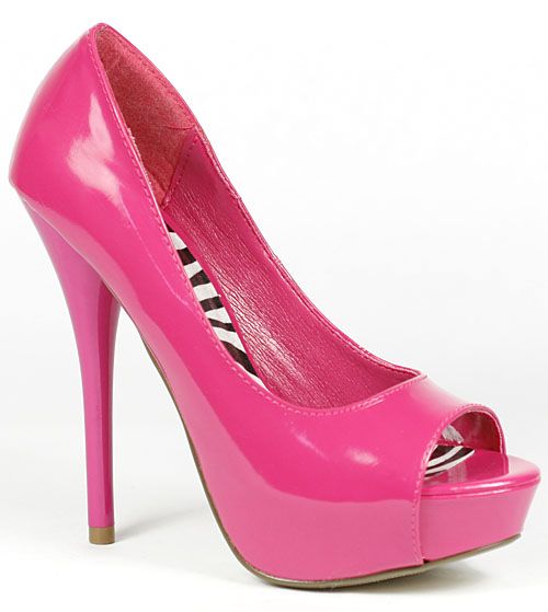 Hot Pink Fashion Open Toe Platform Heel Pump  