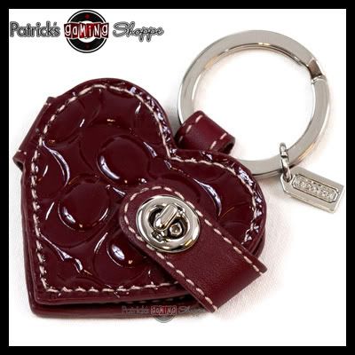 NEW COACH PATENT LEATHER HEART LOCKING PICTURE FRAME 92325 KEYCHAIN 