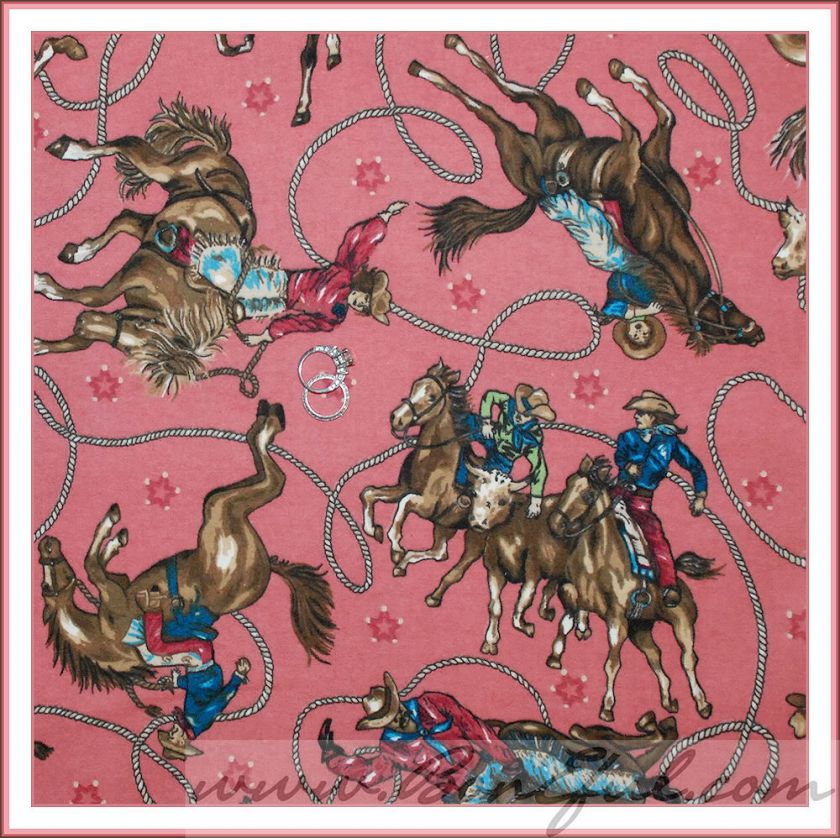 BOOAK Fabric Rodeo Western Cowgirl Horse Farm Girl VTG Pink Brown 