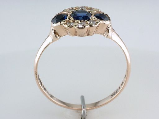 Vintage Antique Victorian .88ct Sapphire & Diamond Gold Engagement 