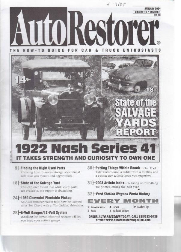 Classic Auto Restorer 1/04, Salvage Yards, 22 Nash  