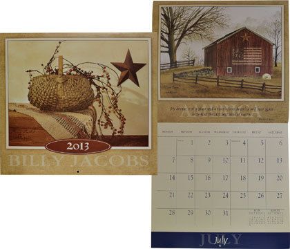 2013 BILLY JACOBS WALL CALENDAR Primitive Rustic Americana Country 