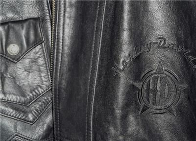 Harley Davidson Leather Jacket Vintage Heritage Embossed Mens Medium 