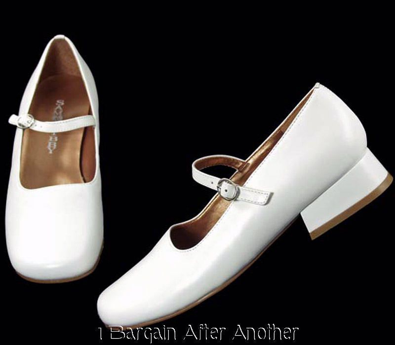 New Sam & Libby Ollie White Leather Mary Jane Dress Shoes Size Youth 5 