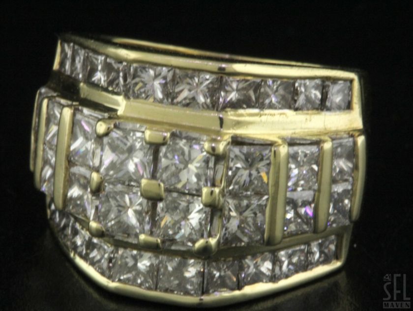 HEAVY 18K GOLD 4.25CT VS1/H DIAMOND CLUSTER COCKTAIL RING SIZE 5 