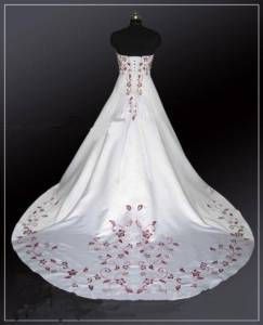 Store White/Red Satin Wedding Dress Size*8 10 12 14 16  