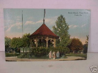 Band Stand, Penn Park, York, Pa. Post Card  