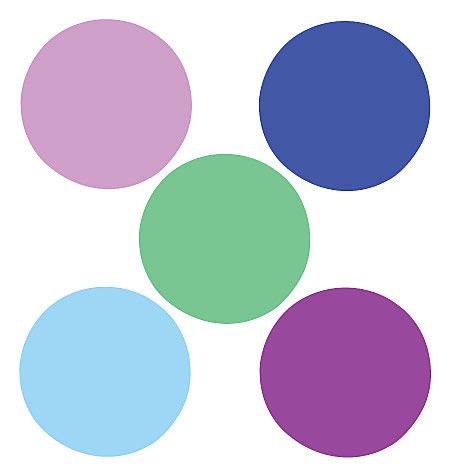 Blue Purple Green Polka Dots 25 Retro Dot Round Wallies Circle Cutout 