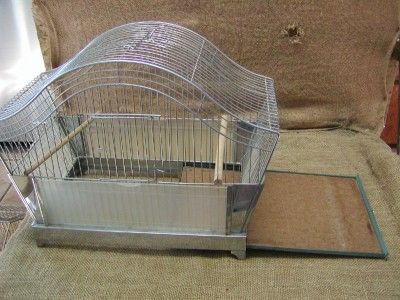 Vintage Bird Cage  Old Antique Cages Birds Stand Chrome Stainless 